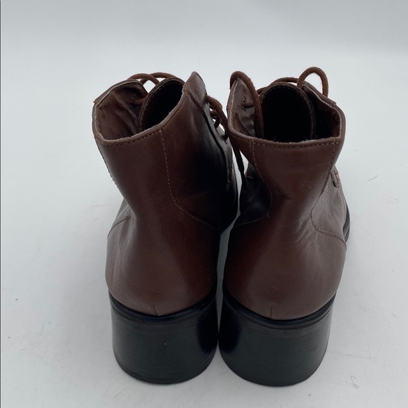 Vintage Candid Statements Brown Leather Ankle Boots women 7M casual office Y2K - Picture 3 of 10